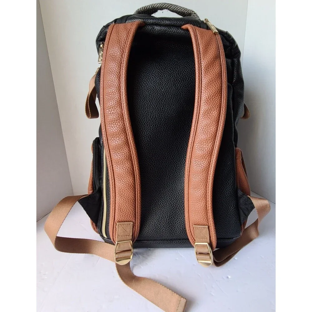 Itzy Ritzy Big Diaper Bag Backpack Coffee Cream Gray Herringbone